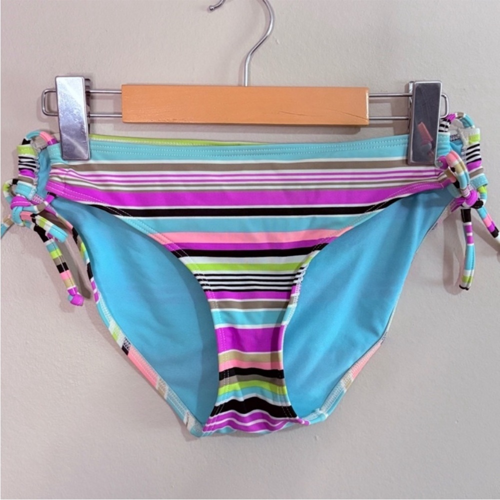 4/$20➡️ La Vie En Rose Multicolor Striped Bikini Bottom Loop Ties – Size Small - Picture 2 of 11